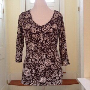 Brown & White printed top Large